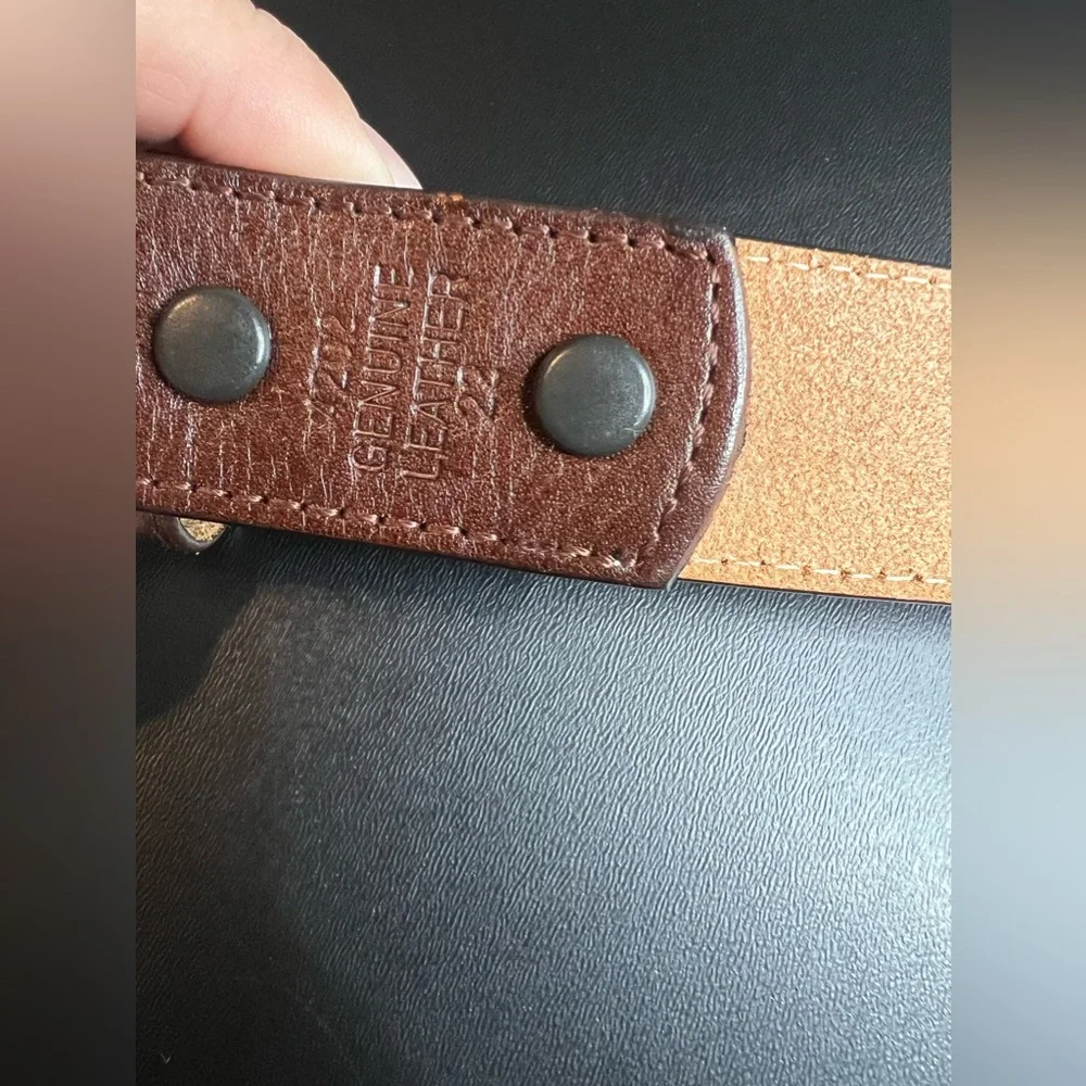 3D Brand 1.25″ Brown Kids’ Western Genuine Leather Belt Bullrider Buckle GUC